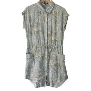 Dear John Tropical Green Linen Blend Tie Waist Dress Size S